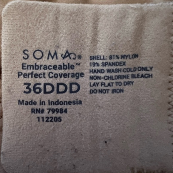 Soma Embraceable Full Coverage Bra Nude 36DDD - Picture 2 of 3